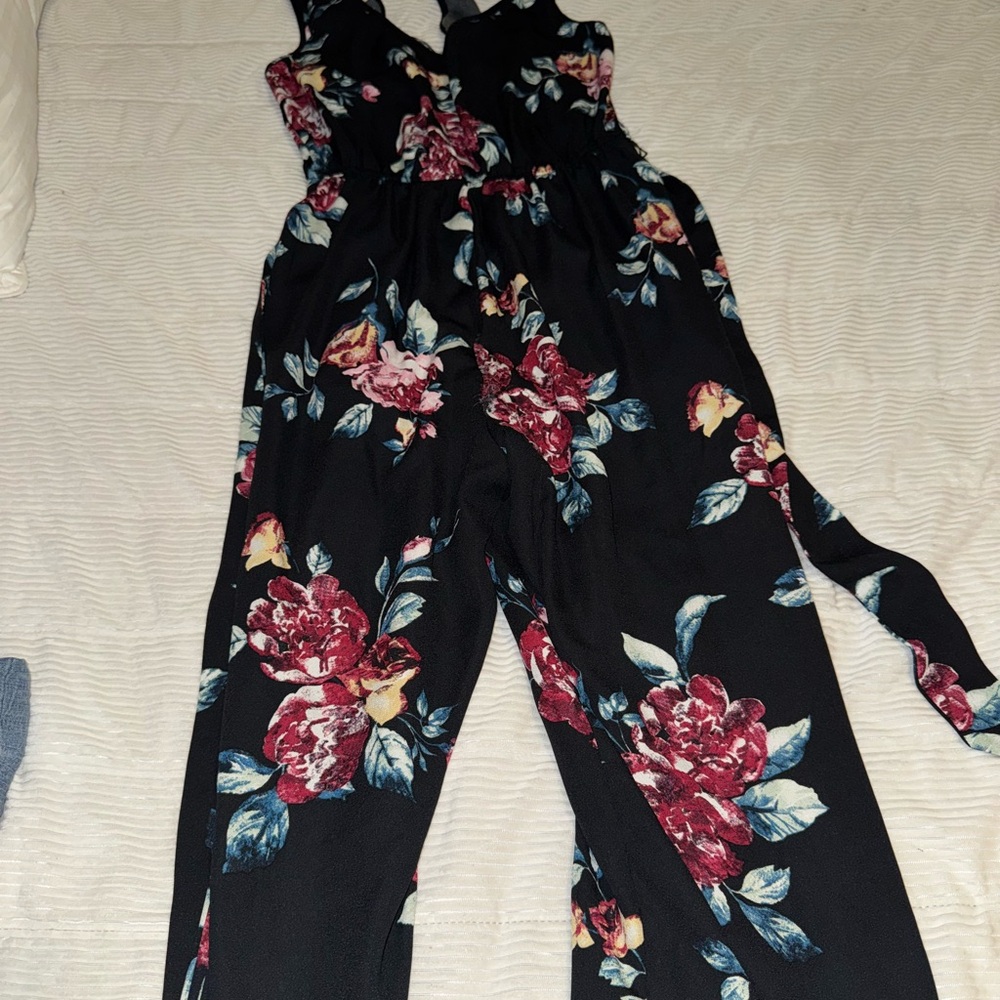 Floral Black Jumpsuit